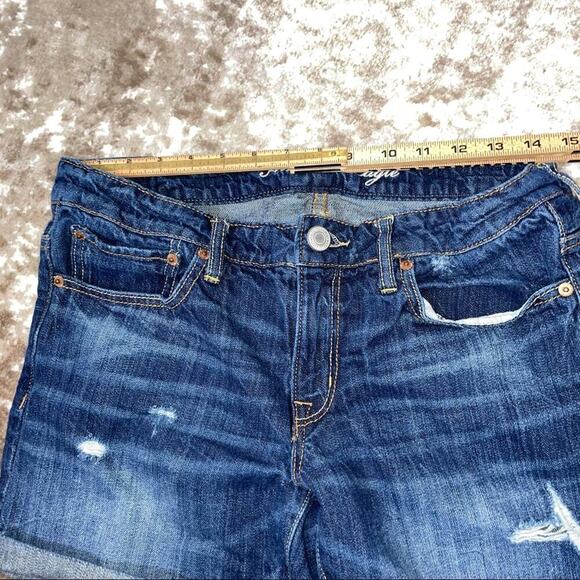 American Eagle AEO Jean cut off distressed rolled shorts SZ 6 American Eagle - Picture 8 of 8